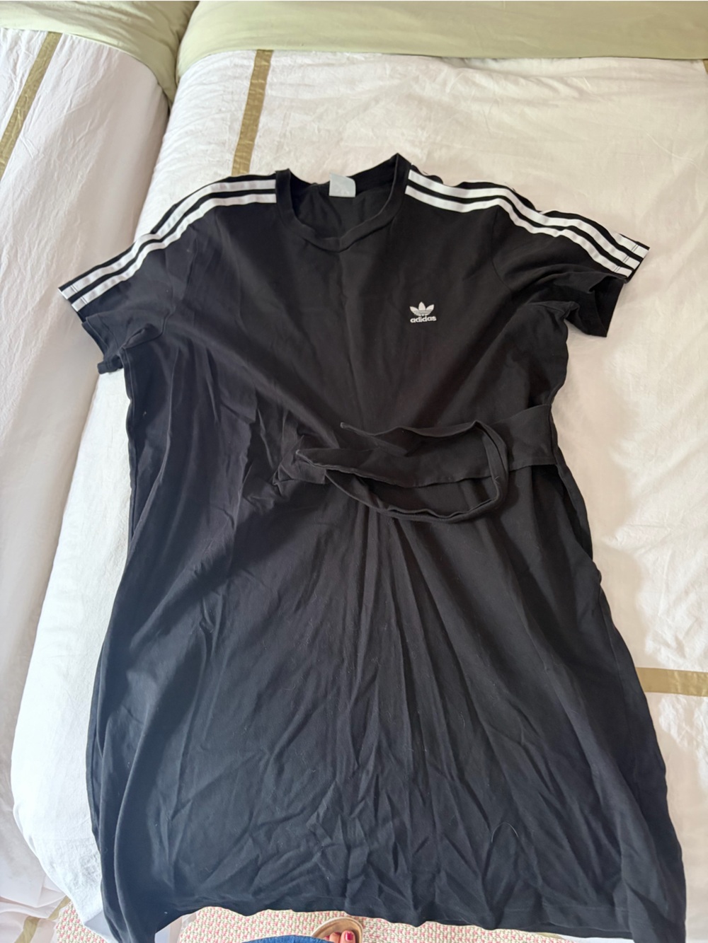 ADIDAS Black Dress with Stripes Dress with Tie Waist, amazing worn condition, L